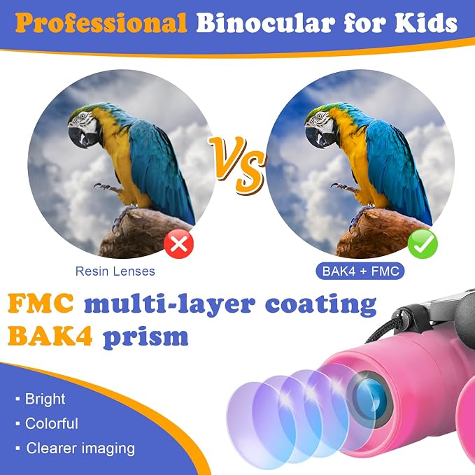 Real Binoculars for Kids Gifts for 3-12 Years Boys Girls 8x21 High-Resolution Optics Compact Toy Binocular for Bird Watching,Travel, Camping - Image 3