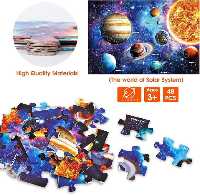 Jumbo Floor Puzzle for Kids,48 Piece Solar System Jigsaw Puzzle Ages 3-8 - Image 4