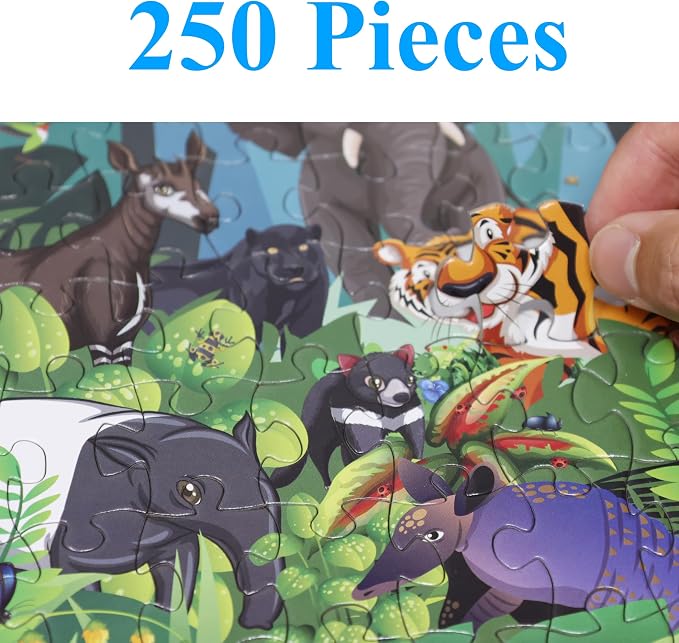 Think2Master Rainforest Jungle Animal 250 Pieces Jigsaw Puzzle for Adults & Seniors. Great Gift with Larger Pieces 14.2” X 19.3” - Image 2