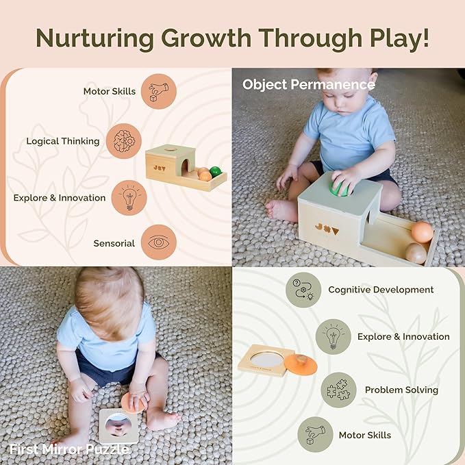 Jackie & Vancie Montessori Toys for 1 Year Old, Sensory Playkit 6 in 1 Wooden Learning Toys, Montessori Toy Gift Set, Christmas for 1 Year Old, Baby Shower or First Birthday Gift