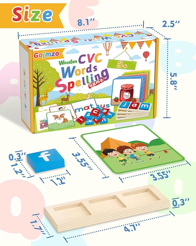 Wooden CVC Word Spelling Games, Montessori Educational Learning Toys Gifts - Image 6