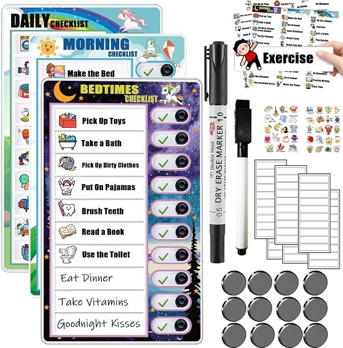 Chore Chart for Kids Toddler Chore Board, Sliding Chore Board Planning Board, Reusable Behavior Dry Erase Daily Routine Chart, Schedule Board for Home to Do List Magnetic Chore Chart（3 Pack） by Unknown