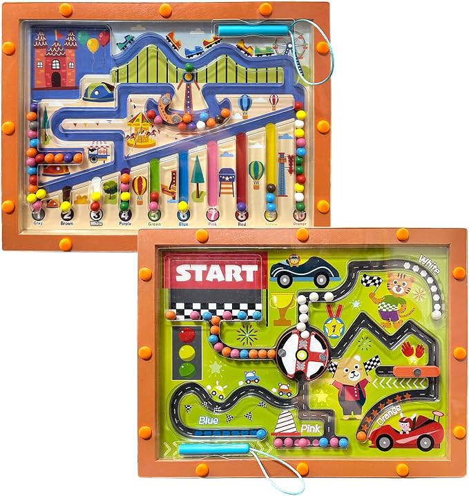 2 in 1 Magnetic Maze Board, Montessori Learning Toy for Kids 3 4 5 6 7 by Wisedore