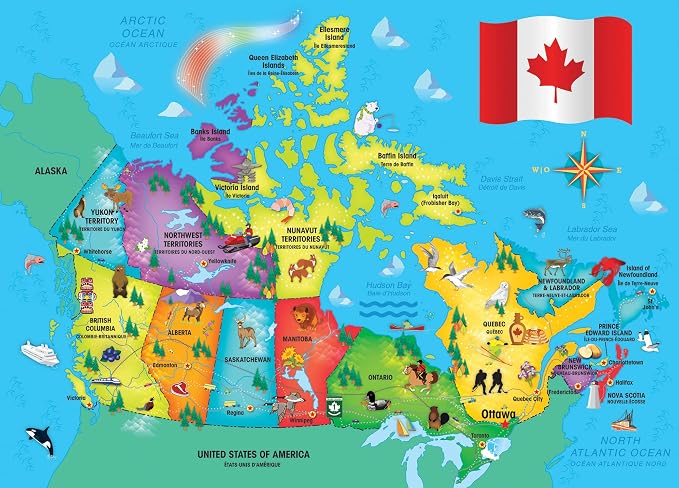 MasterPieces Family Puzzle - Explorers 60 Piece Jigsaw Puzzle for - Canada Map - 14.3"x10.3" - Image 2