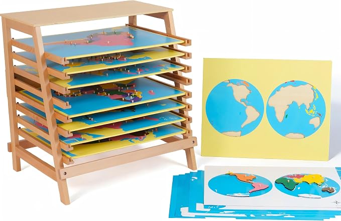 Premium Montessori Africa Puzzle Map with Control Cards – Wooden Geography Teaching Aid, 57cm (22.4in), Color-Coded Countries Knobbed, Sensorial Learning Toy for Kids Ages 3-6, Homeschool & Classroom - Image 6