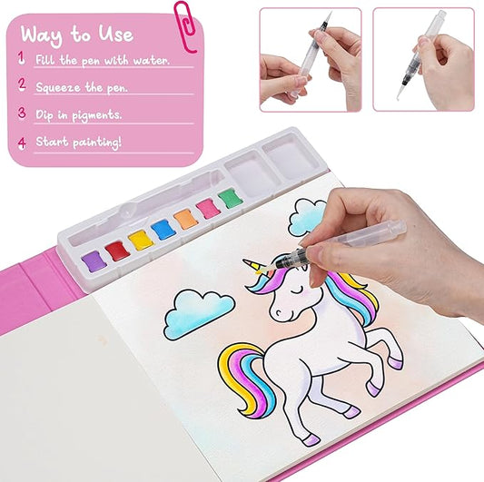 DreamCosy 6 Pack Paint with Water Coloring Books for Toddles, Water Painting Kit with Brush, Mess-Free Arts Crafts, Drawing Activities, Christmas Gify, Toy Gift for Girls Boys, Preschool, Homeschool