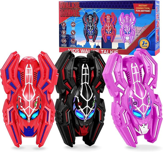 Vvinca Spider Walkie Talkies for Kids Toys Ages 3 4 5 6 7 8 9 10 Boys Girls 3 Pack Superhero Toys Lanyard Long Range Clear Sound Outdoor Game Camping Gear Spy Gadgets & Easter Christmas Birthday Gifts