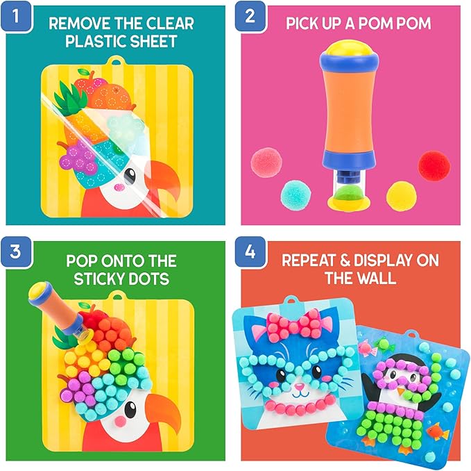 Educational Insights Pom Pom Kit: Animal Dress Up - Arts and Crafts for Kids 4-6, DIY Arts & Crafts Kits, Kids No Mess Activities, Preschool and Kindergarten Crafting Set, Toddler Craft Supplies - Image 3
