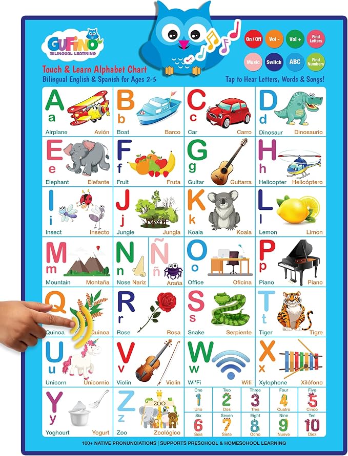 English & Spanish Alphabet Poster - Interactive Bilingual Toys for Toddlers - Image 8