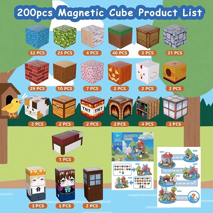 200PCS Magnetic Building Blocks for Kids, Age 3-5 4-8 8-12 - Image 2