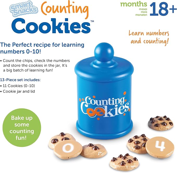 Learning Resources Smart Counting Cookies - Chocolate Chip Play Food, Preschool Activities, Toddler Sensory Toy, Play Kitchen Accessories, Sorting and Stacking, Fine Motor Numbers , Math Games - Image 6