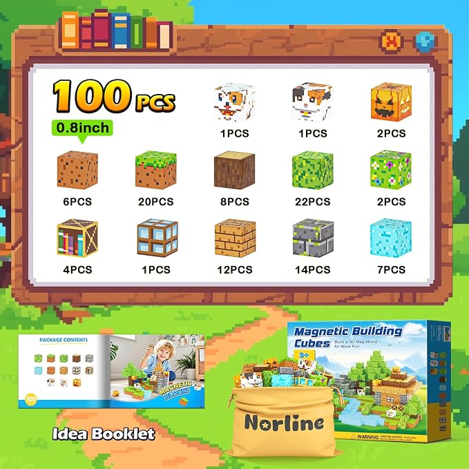 Magnetic Blocks - 100PCS Build Mine Magnet World Forest Cottage Craft Set - Image 5