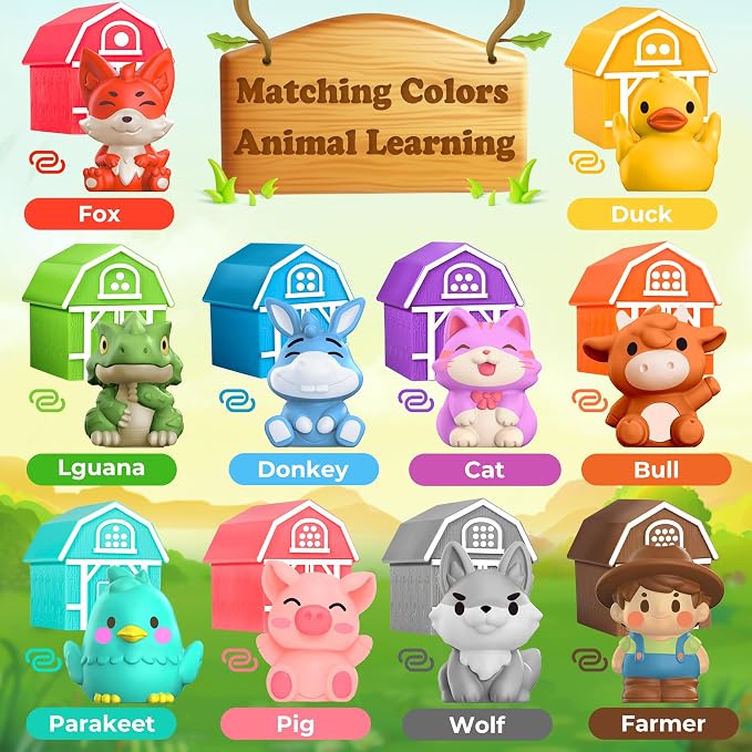 Montessori Learning Toys for 1,2,3 Year Old Toddlers, 20Pcs Farm Animal Preschool Sensory Toys for Counting, Matching, Sorting & Fine Motor Games, Christmas Birthday Easter Gift for Baby Boys Girls - Image 2