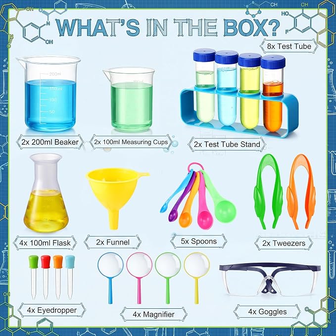 Copkim 39 Pcs Science Kits for Kids Educational Lab Science Experiments Early Learning Set Include Beakers and Test Tubes Droppers for Boys and Girls Birthday Party Gift - Image 2