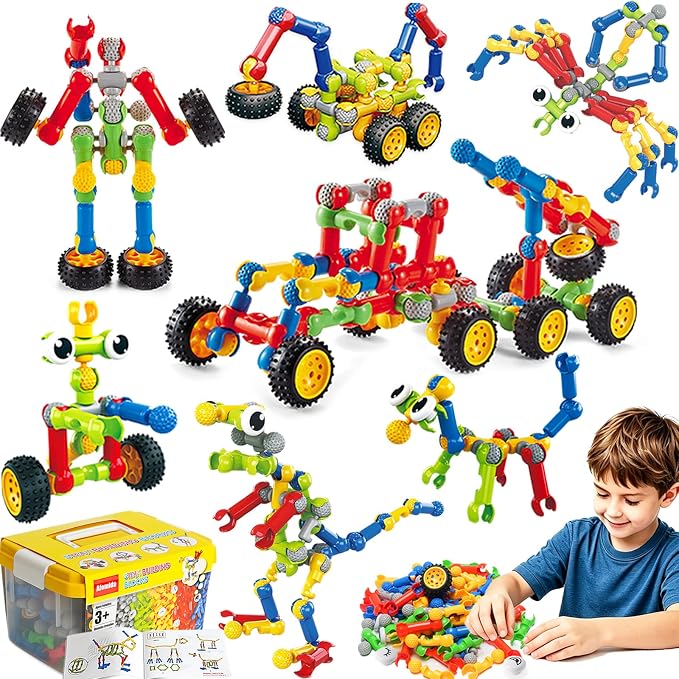 156 PCS STEM Building Blocks Toy Set for Kids 3-7, Birthday Gifts for Boys by Afomida