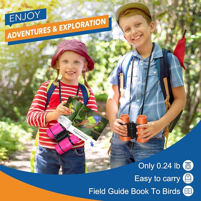 3-8 Year Old Boy Girl Toys: LET'S GO! Shockproof Binoculars for Kids Bird Watching 3 4 5 6 7 Year Old Boys Girls Outdoor Travel Toy for Kid Ages 4-7 Toddler Toy Binoculars Christmas Stocking Stuffers - Image 2
