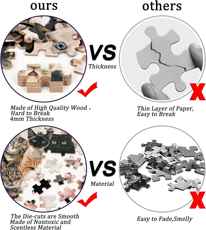 LELEMON 100 Pieces Cute Cats Jigsaw Puzzle for Kids Ages 4-8 Multicolor Cats Puzzles in a Metal Box Children Girls Boys Learning Educational Puzzles Toys - Image 3