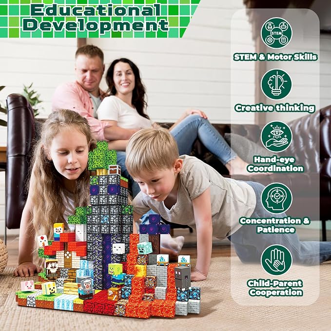 400 PCS Magnetic Blocks - Building Block for Kids, Stacking Magnet Cubes for Boys Girls, STEM Educational Montessori Magnetic Constructions Toys, Sensory Play Game Birthday Gifts Ages 3-12 - Image 7