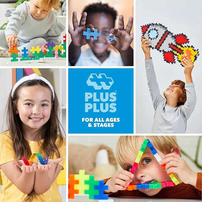 PLUS PLUS 240 Piece Interlocking Building Blocks for Kids, Open Ended Connecting Toys, Stem Bin Classroom Mini Manipulatives - Tropical Mix Play Tube