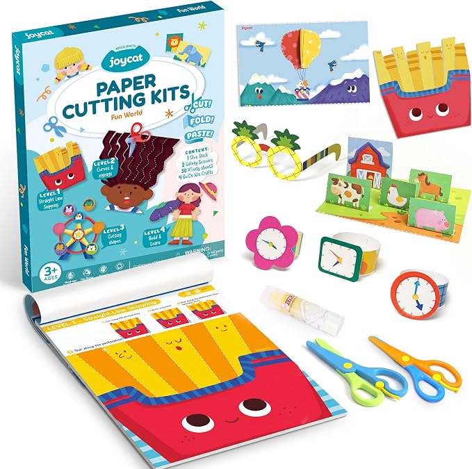 JoyCat Scissor Skills Activity Kit, Toddler Scissors Ages 3-5, Happy Days by JOYCAT
