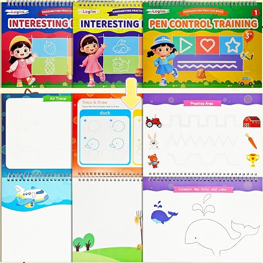 7 Magic Grooved Writing Books, Large Reusable 3D Grooved Writing Practice - Image 4