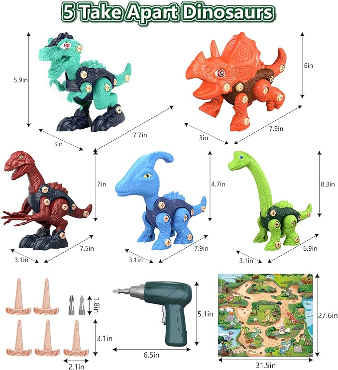 Jasonwell Kids Building Dinosaur Toys - Boys STEM Take Apart Construction Set Educational Dino Kit Play Set Easter Party Favors Christmas Birthday Gifts for Toddler Girls Age 3 4 5 6 7 8 + Year Old - Image 8