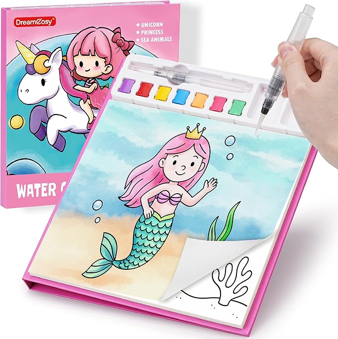 DreamCosy Paint with Water Coloring Books for Toddles, Water Painting Kit with Brush, Mess-Free Arts Crafts, Drawing Activities, Christmas Gify, Toy Gift for Girls Boys, Preschool, Homeschool