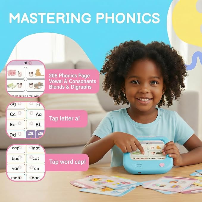 QuTZ Talking Flash Cards, Phonics Flash Cards, Learn to Read with 246 Pages, 29+ Themes, 1200+ Words & Fun Facts, 700+ Interactive Games, Toddler Learning Toys for 2-6 Year Old, 272 Pages - Image 4