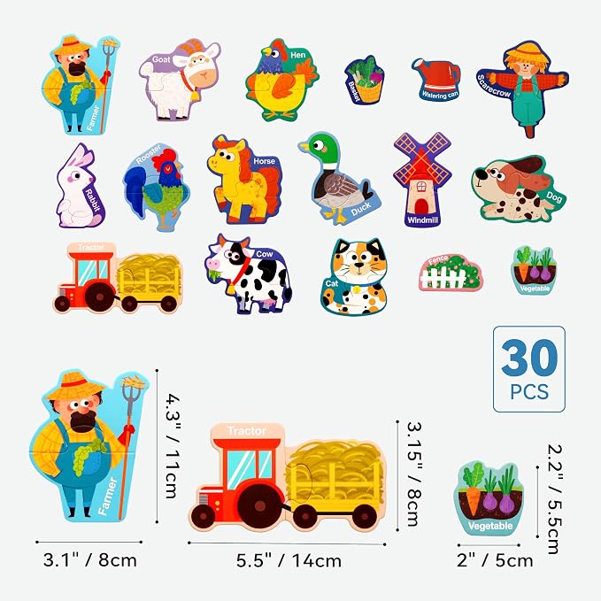 Dotimo 30 PCS Farm Animals Pairing Magnetic Puzzles for Kids 3-5 - Image 5