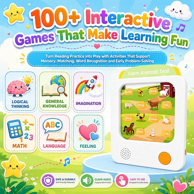 Screen-Free Learning Tablet, Phonics Talking Flash Cards, 84 Pages, 36 Themes, 2800+ Knowledge Points, 500+ Test Library, 300+ Thinking Training, Learning Educational Toy Kids 2-6 Gifts - Image 7