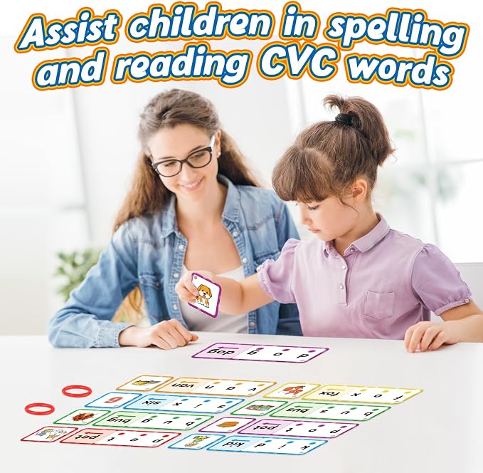 Kasfalci CVC Flash Cards Word Games,Back to School Supplies,Phonics Games,Speech Therapy Toys for Toddlers Kids,Spelling Reading Learning Games,Kindergarten Preschool Learning Activities - Image 2