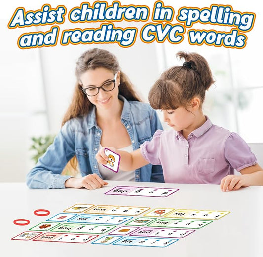 Kasfalci CVC Flash Cards Word Games,Back to School Supplies,Phonics Games,Speech Therapy Toys for Toddlers Kids,Spelling Reading Learning Games,Kindergarten Preschool Learning Activities - Image 2