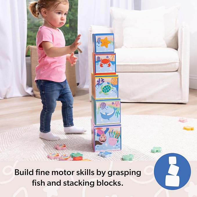 Melissa & Doug Ms. Rachel Sort & Count Nesting Wooden Blocks Toy - Image 5