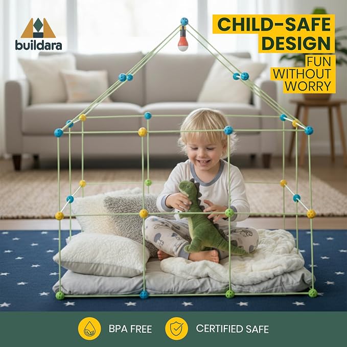 Fort Building Kit for Kids, 132 PCS with Starry Sheet & Light - Image 6
