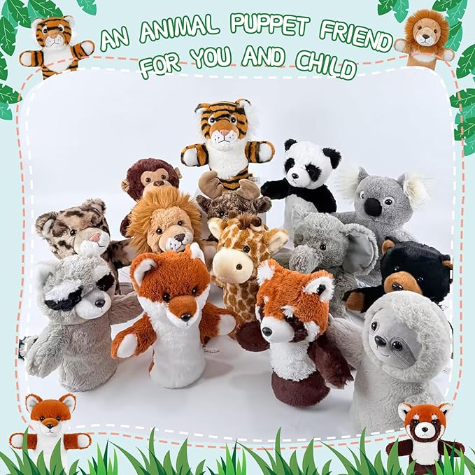 Puppet for Kids Role Play Gift Boys Girls Interactive Learning Animal Classroom Supplies Washable Soft Stuffed Forest Friends Red Panda Puppet