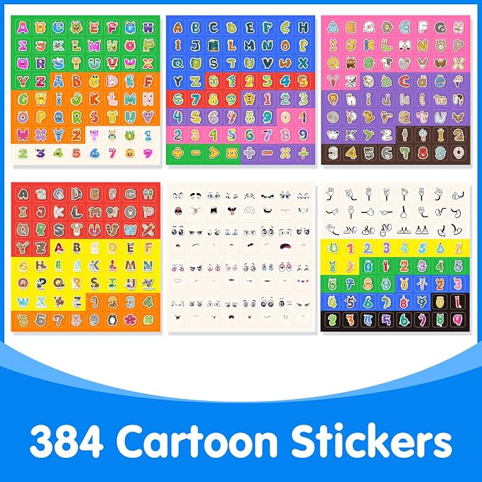 100 Pcs Math Linking Cubes with 384 Cartoon Stickers - Image 6