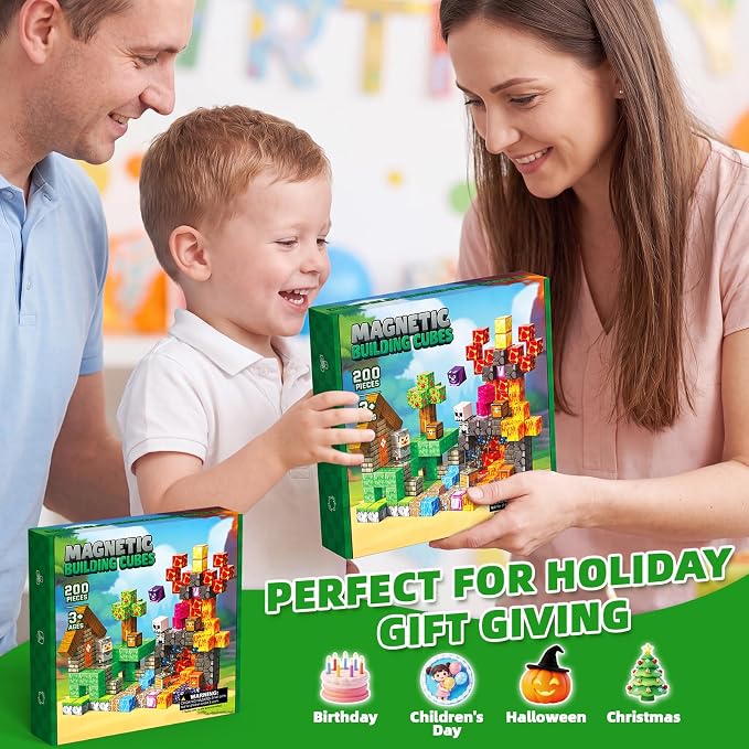 200PCS Magnetic Blocks STEM Educational Magnetic Building Cubes Toys - Image 6