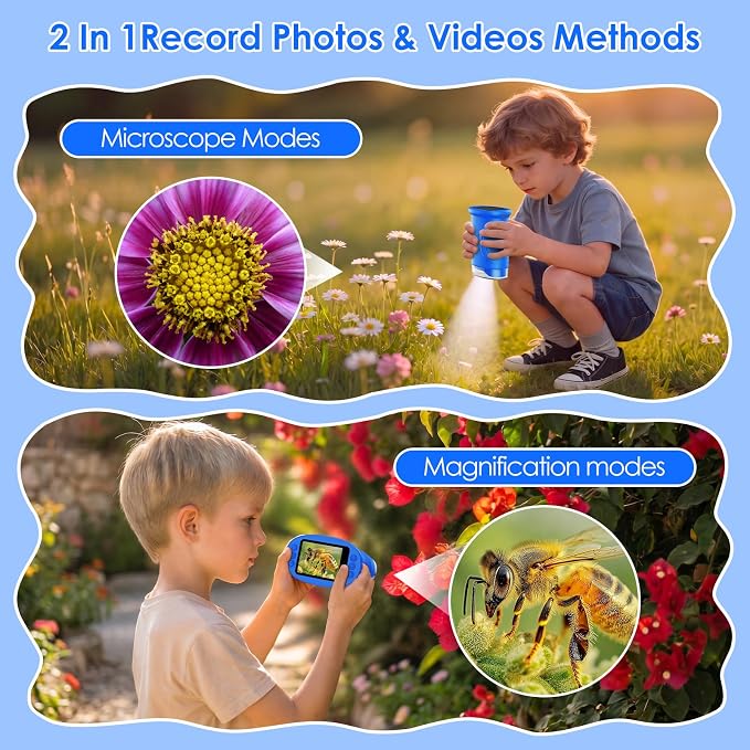 4K 1000X Handheld Digital Microscope for Kids with 2.0" IPS Screen(Blue) - Image 5