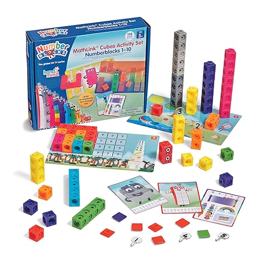hand2mind MathLink Cubes Numberblocks 1-10 Activity Set, 30 Preschool Learning Activities, Counting Blocks, Linking Cubes, Educational Toys for Kids, Number Games, Math Manipulatives Kindergarten by hand2mind