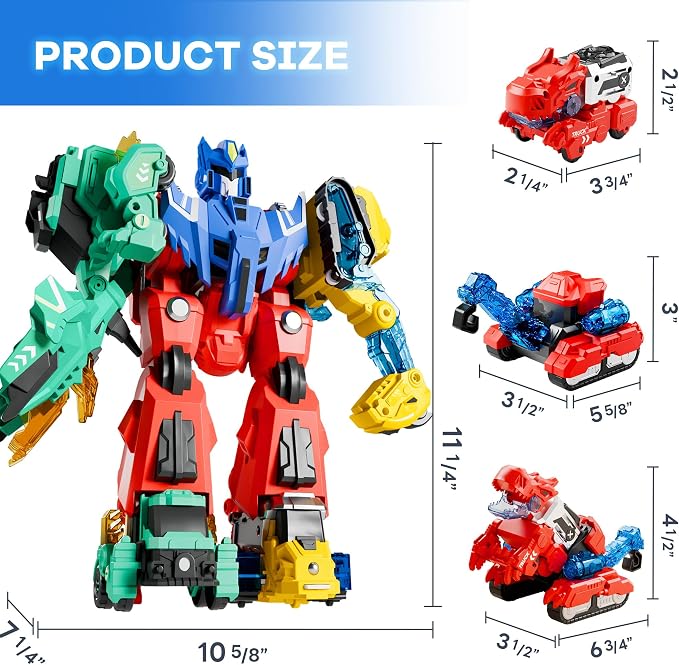 iPlay, iLearn Kids Dinosaur Transform Robot Toy Magnetic Transforming Truck - Image 8