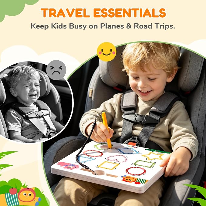 JoyCat Magnetic Animal Shapes and Lines Tracing Board, Pencil Control Toy - Image 2