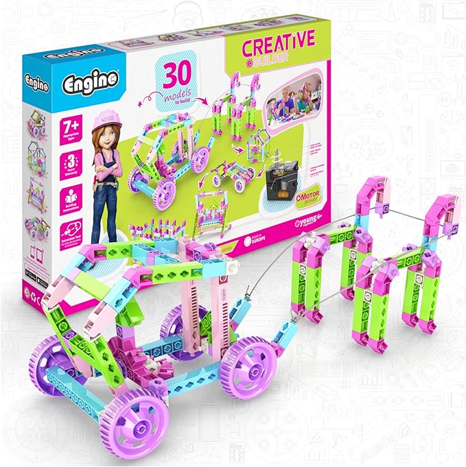 Engino STEM for Girls, 30 Motorized Model Set, Building Kit for Kids 6+, Gifts for Boys & Girls, Learning & Education Toys, STEM Projects, Engineering Toys