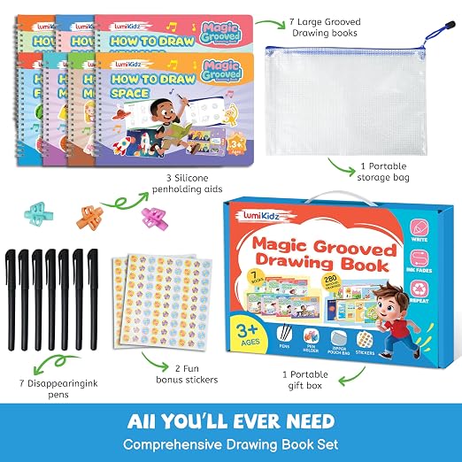 Magic Reusable Drawing Practice Kit for Kids - Grooved Tracing Drawing - Image 2