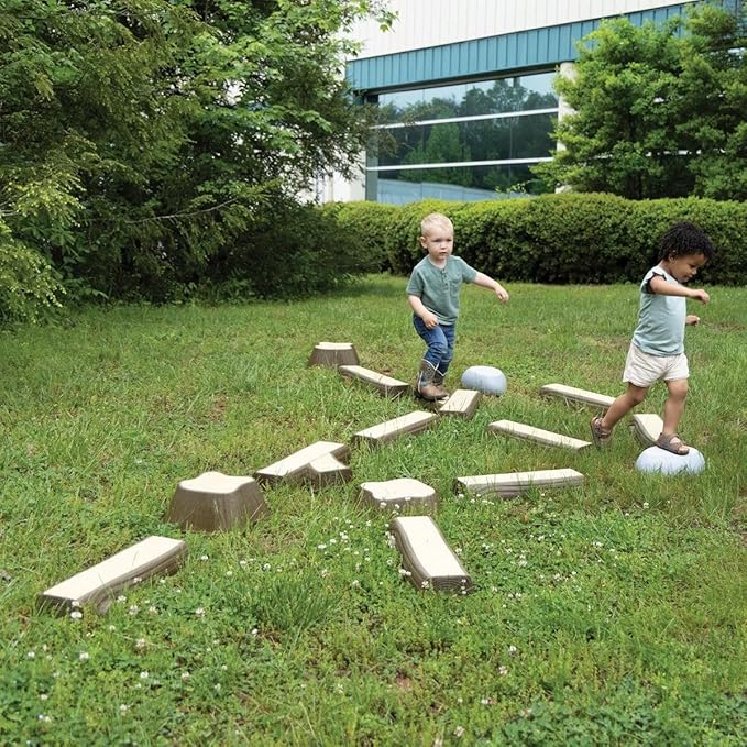 Kaplan Early Learning Timber Trail Stepping Logs Set - 16-Piece Balance and Sensory Play for Toddlers - Indoor & Outdoor Gross Motor Activity Toy for Ages 18+ Months