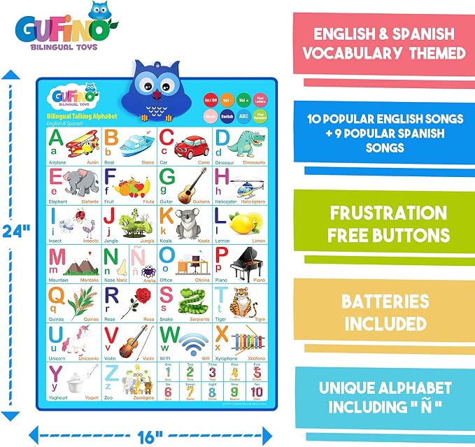 English & Spanish Alphabet Poster - Interactive Bilingual Toys for Toddlers - Image 5