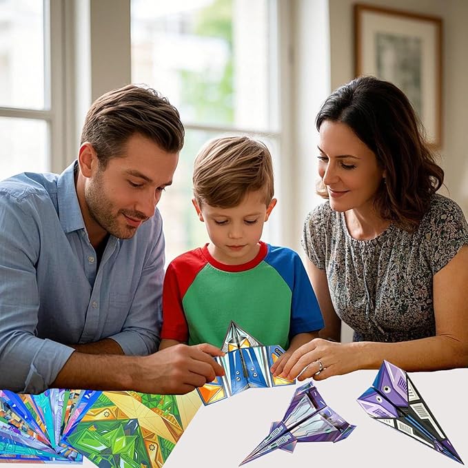 Paper Airplanes for Kids, Paper Airplane Craft Kit Origami Kits for Boys and Girls Ages 6-12, Includes 32 Colorful Papers Planes (Digital Manual Only, Fun and Easy to Fold)