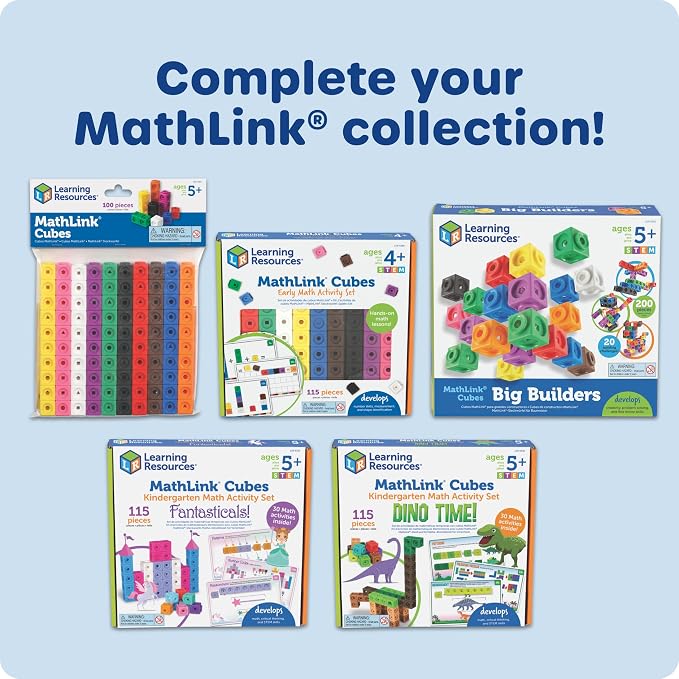 Learning Resources MathLink Cubes - Set of 100 Cubes, Ages 5+ Kindergarten, STEM Activities, Math Manipulatives, Homeschool Supplies, Teacher Supplies - Image 7