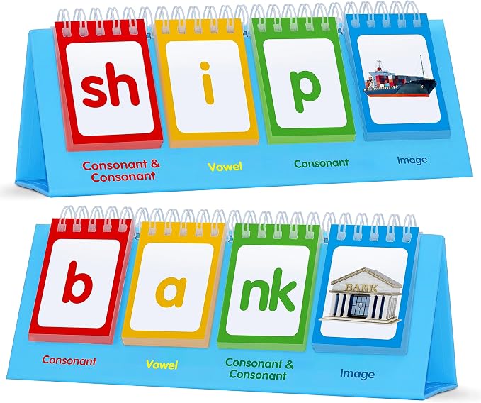 CVCC & CCVC Flip Charts, 40 Words Builder Phonic Games Freestanding Flip Chart Manipulative Spelling Toy Educational Learning Tool for Student Teacher School Supplies by SpriteGru