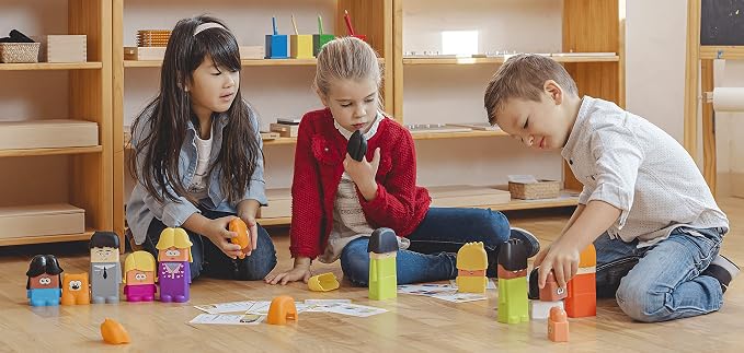 Miniland Family Diversity Blocks Game for Children from 3 to 6 Years. 33 Pieces, 12 Activity Sheets and 1 brochure. Compatible with Emotiblocks and Job Blocks. Made in Spain - Image 3
