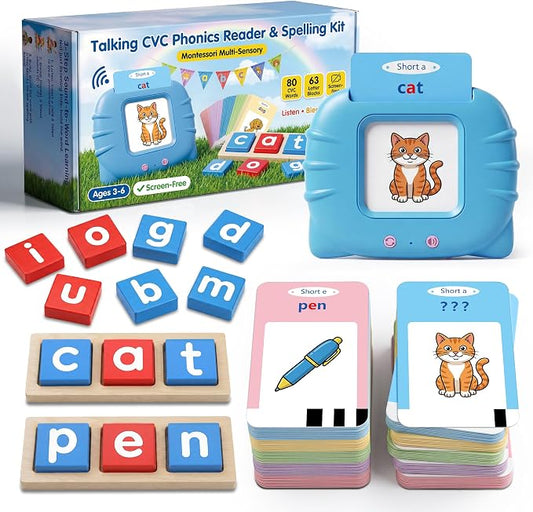 Talking Flash Cards & CVC Word Blocks Phonics Game Set for Toddlers by SINOOMEPhonicsFlashCards
